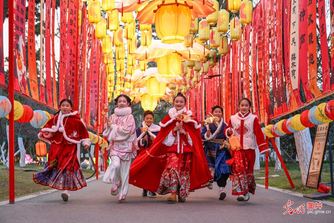 Students experience folk culture at lantern fair in E China's Anhui