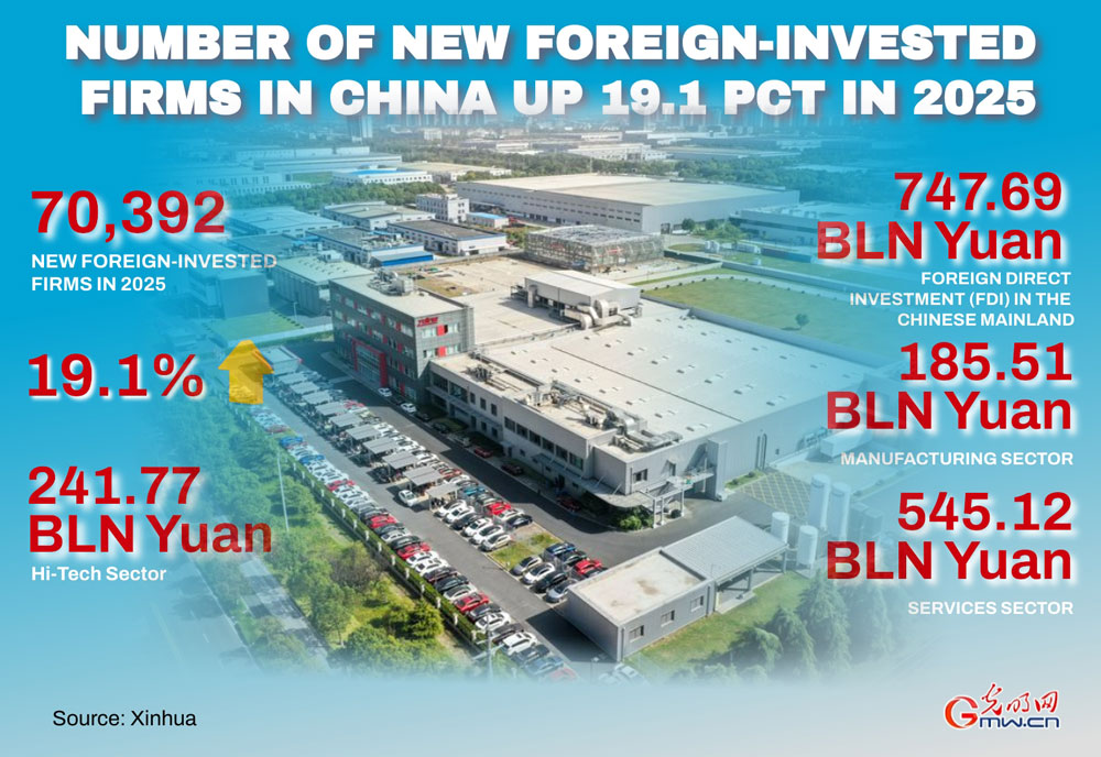 Poster: Number of new foreign-invested firms in China up 19.1 pct in 2025