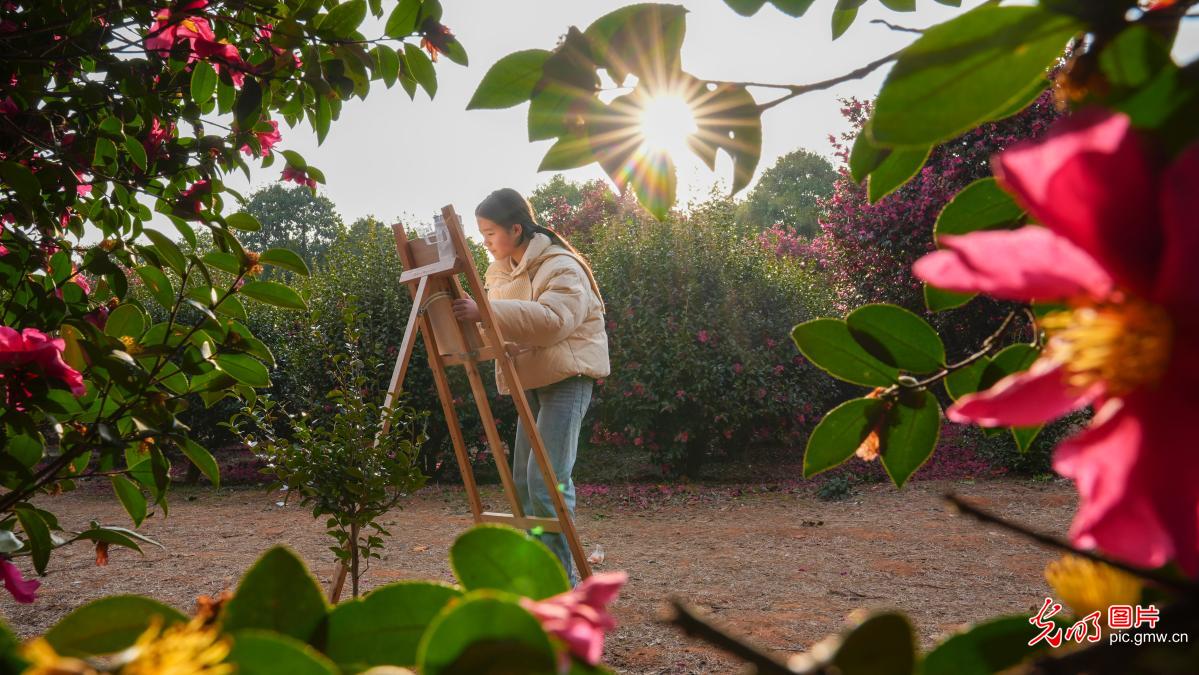Camellias inspire art creation in E China's Jiangxi