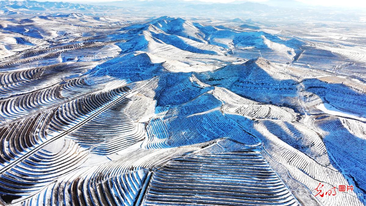 Snow-covered terraced hills create striking early-spring landscape in N China's Inner Mongolia Snow-covered terraced hills create striking early-spring landscape in N China's Inner Mongolia