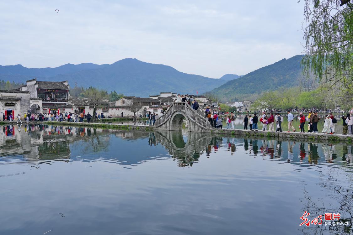 Hongcun Village draws visitors with picturesque spring scenery