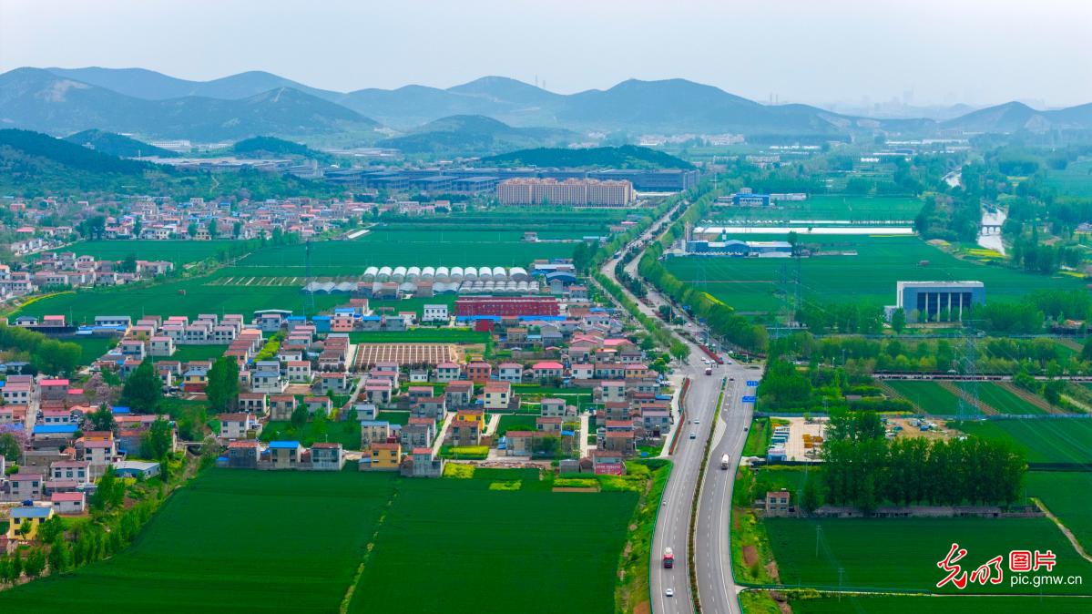 Aerial view of scenic rural landscape in Anhui