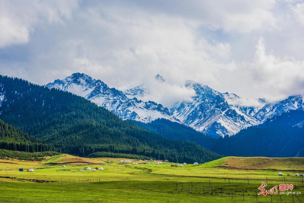 Picturesque scene at NW China's Wulasitai Grassland