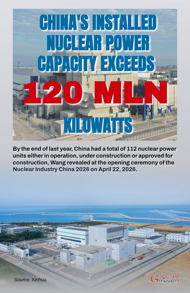 Poster: China's installed nuclear power capacity exceeds 120 mln kilowatts