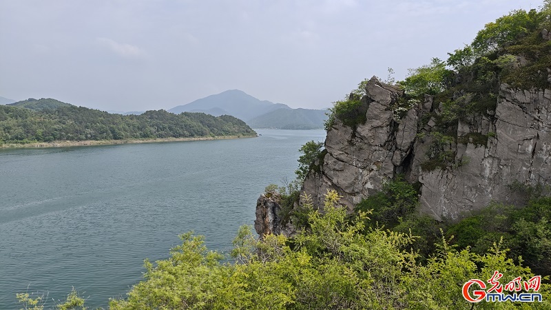 Scenic cliffs overlook Jinhai Lake in Beijing