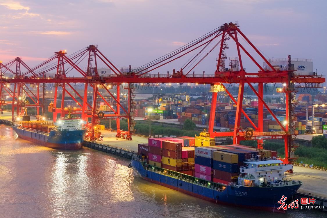 Busy port operations in E China's Jiangsu
