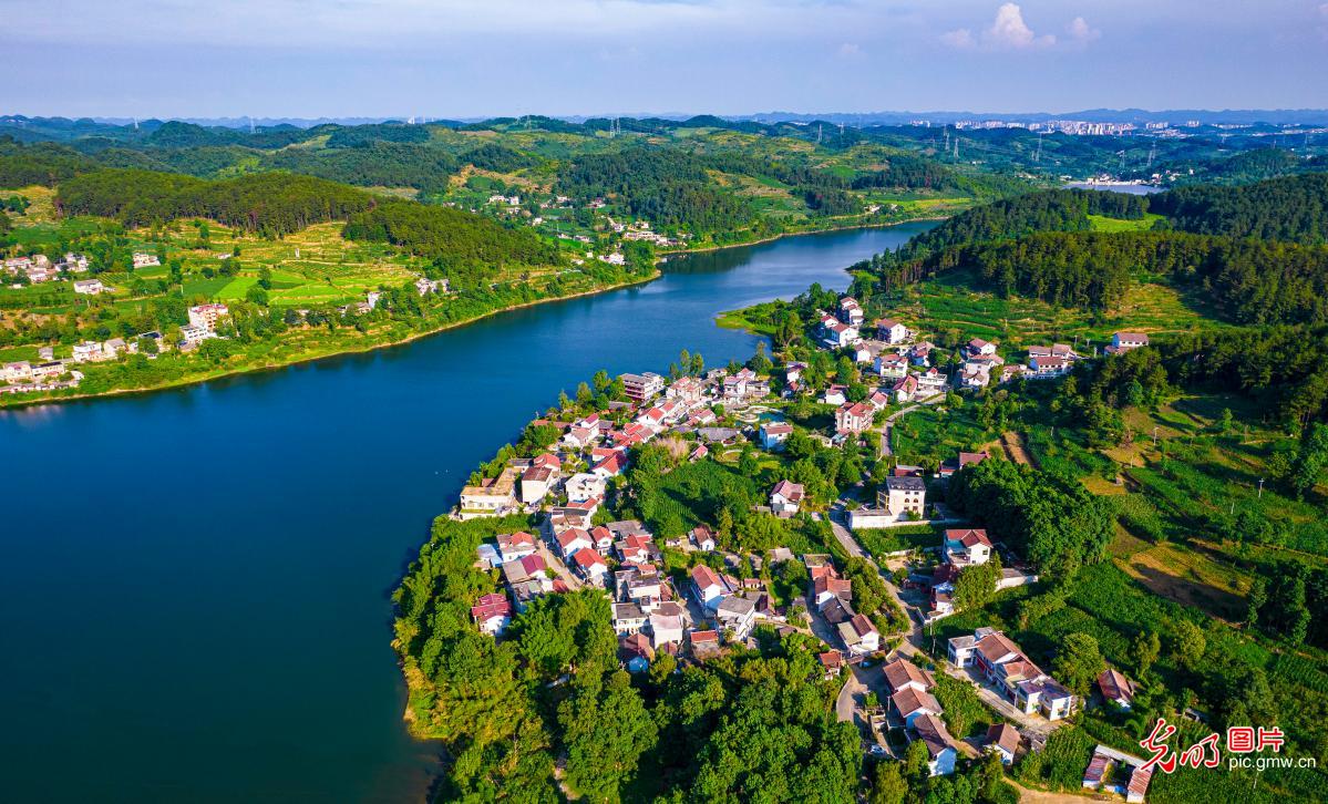 Scenic Summer Solstice landscape of mountain village in SW China's Guizhou Scenic Summer Solstice landscape of mountain village in SW China's Guizhou