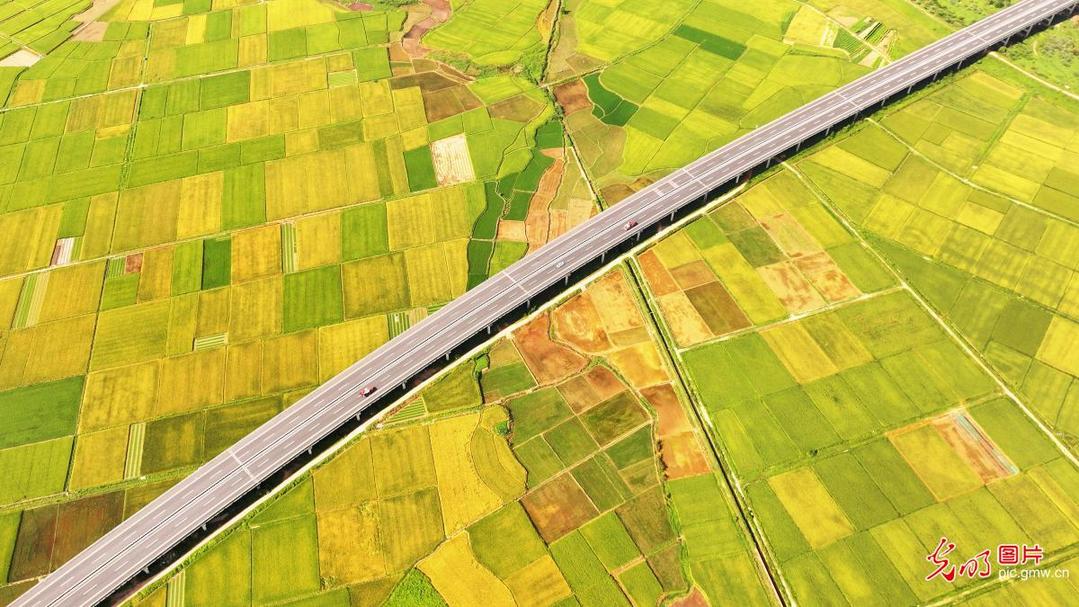Highway winds through countryside in E China's Jiangxi