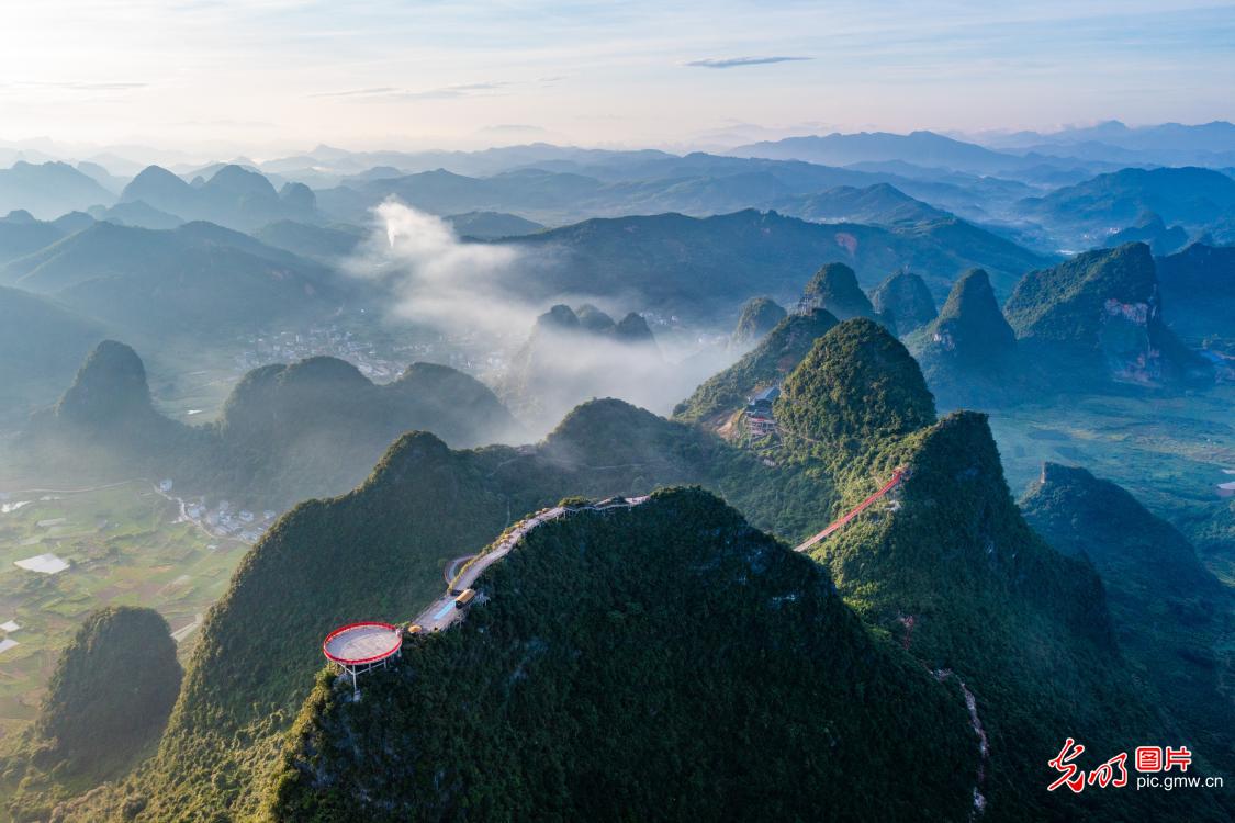 Sunrise over Karst peaks in Guilin, China's Guangxi