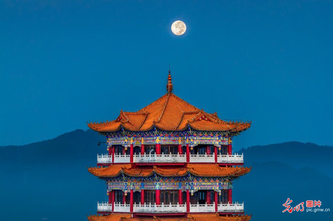 Full moon illuminates a beautiful autumn night across China