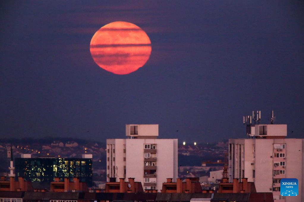 Full moon seen in Zagreb, Croatia
