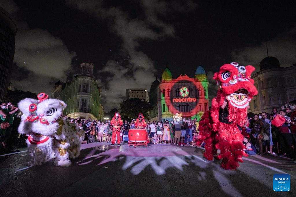 Light show celebrates Chinese Lunar New Year, Beijing 2022 Winter Olympics in Brazil