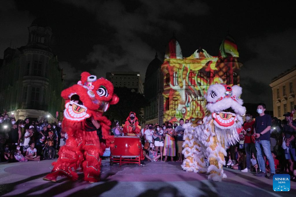 Light show celebrates Chinese Lunar New Year, Beijing 2022 Winter Olympics in Brazil
