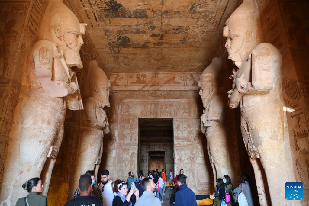 Tourists visit Great Temple of Abu Simbel in Egypt