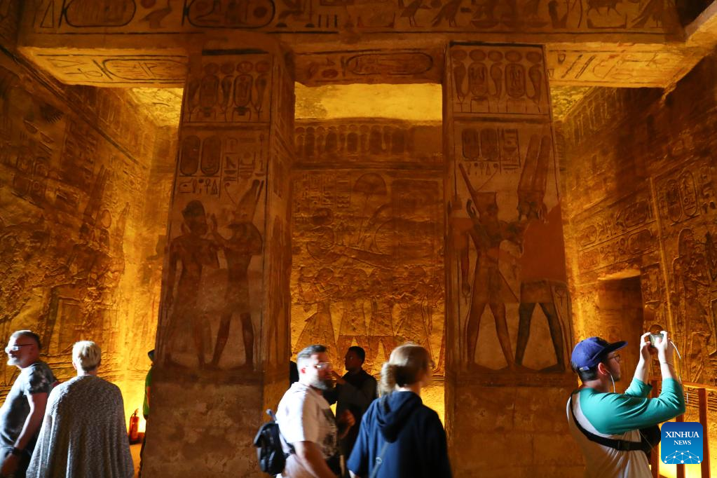 Tourists visit Great Temple of Abu Simbel in Egypt