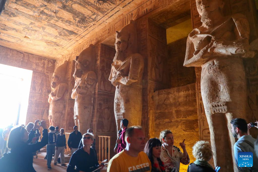 Tourists visit Great Temple of Abu Simbel in Egypt