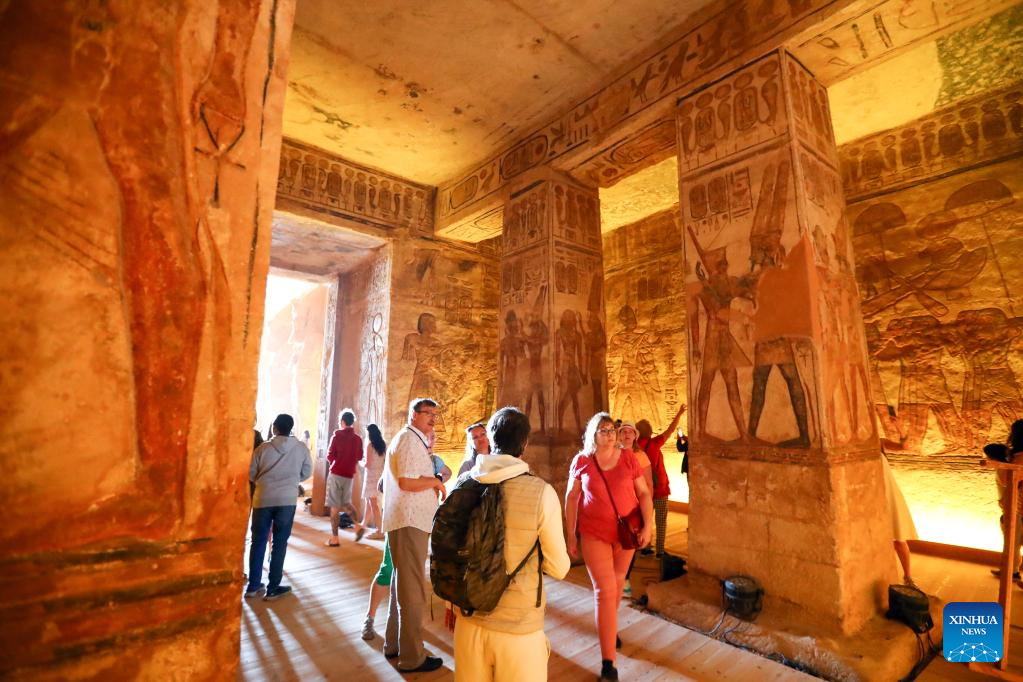 Tourists visit Great Temple of Abu Simbel in Egypt