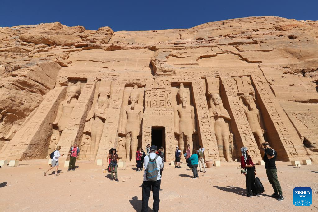 Tourists visit Great Temple of Abu Simbel in Egypt