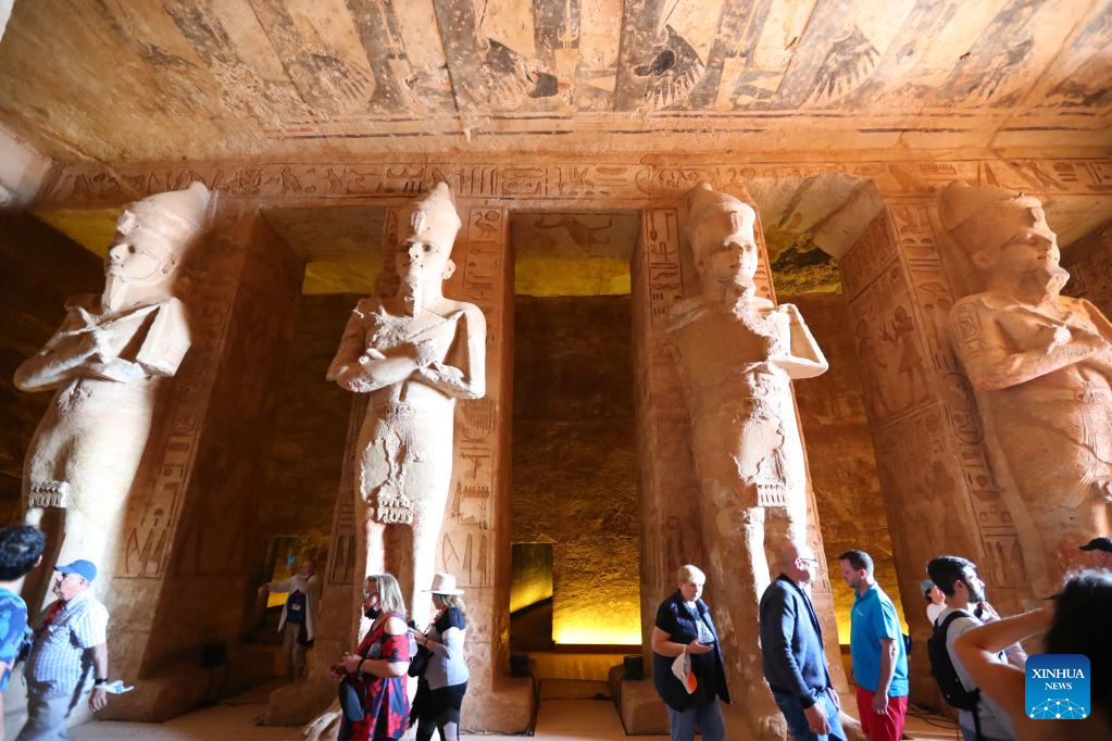 Tourists visit Great Temple of Abu Simbel in Egypt
