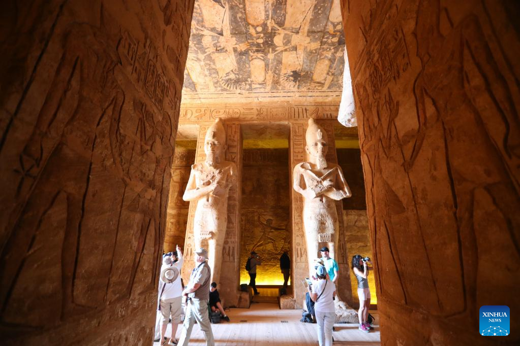 Tourists visit Great Temple of Abu Simbel in Egypt