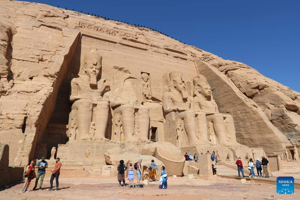 Tourists visit Great Temple of Abu Simbel in Egypt