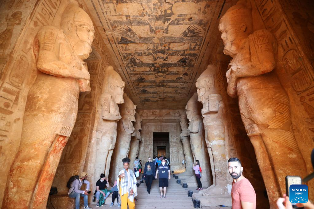 Tourists visit Great Temple of Abu Simbel in Egypt