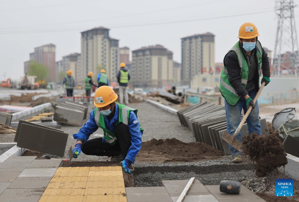 Aowei street in Xiong'an New Area under construction