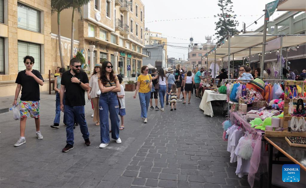 People visit spring fair in Batroun, Lebanon