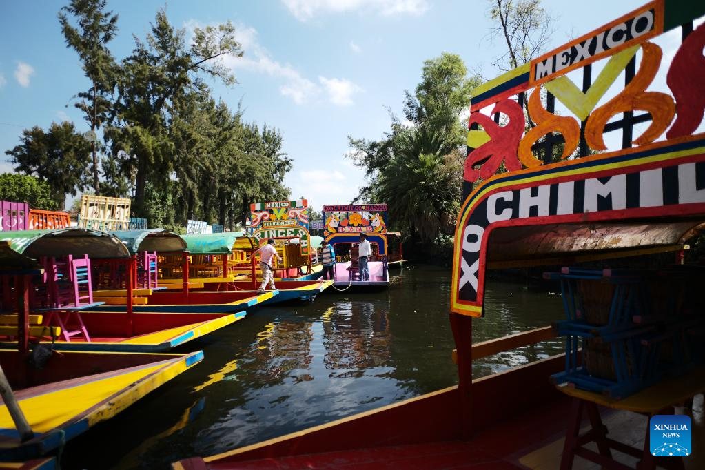 Trajinera on the lake of Xochimilco in Mexico