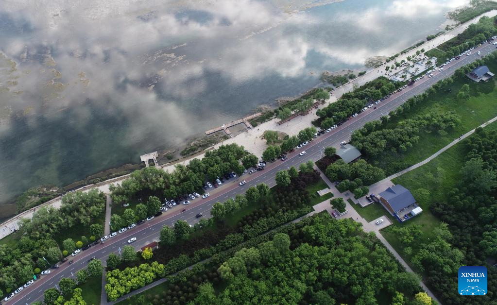 Sceneries of Hutuo River after ecological restoration in Shijiazhuang, N China