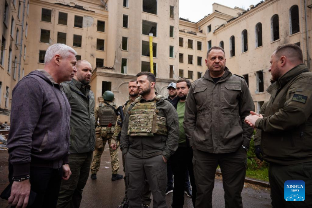 Ukrainian president Zelensky visits frontline in Kharkiv