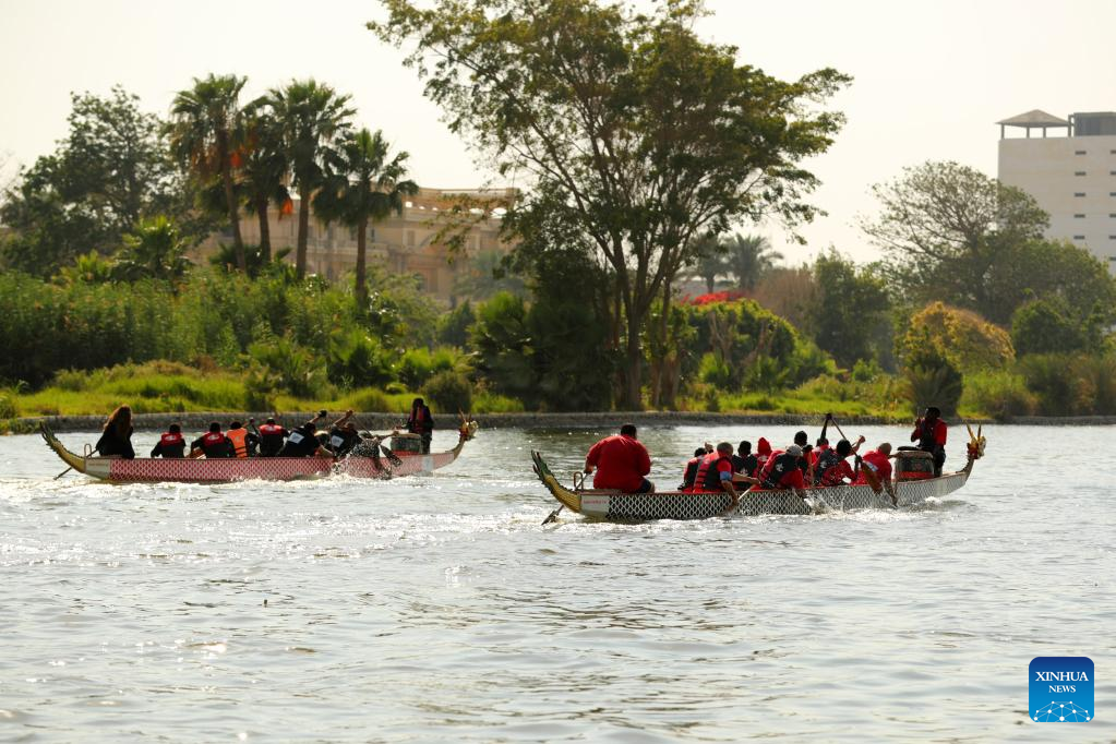 Dragon boat race experiencing activity held in Cairo to celebrate Chinese Dragon Boat Festival