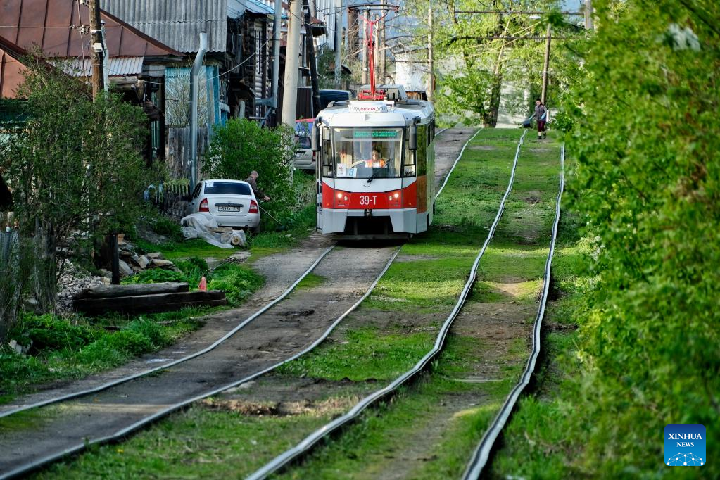 Tram seen in Zlatoust, Russia