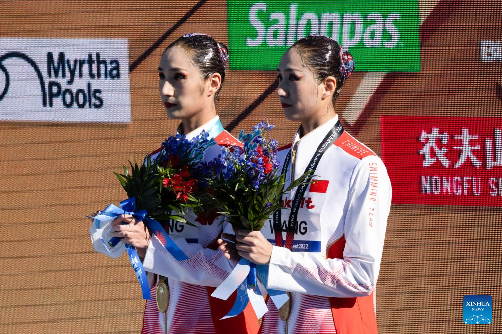 China's twin Wang sisters win gold in Budapest worlds artistic swimming