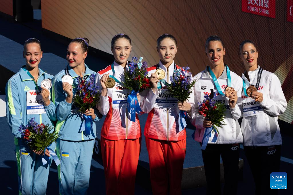 China's twin Wang sisters win gold in Budapest worlds artistic swimming