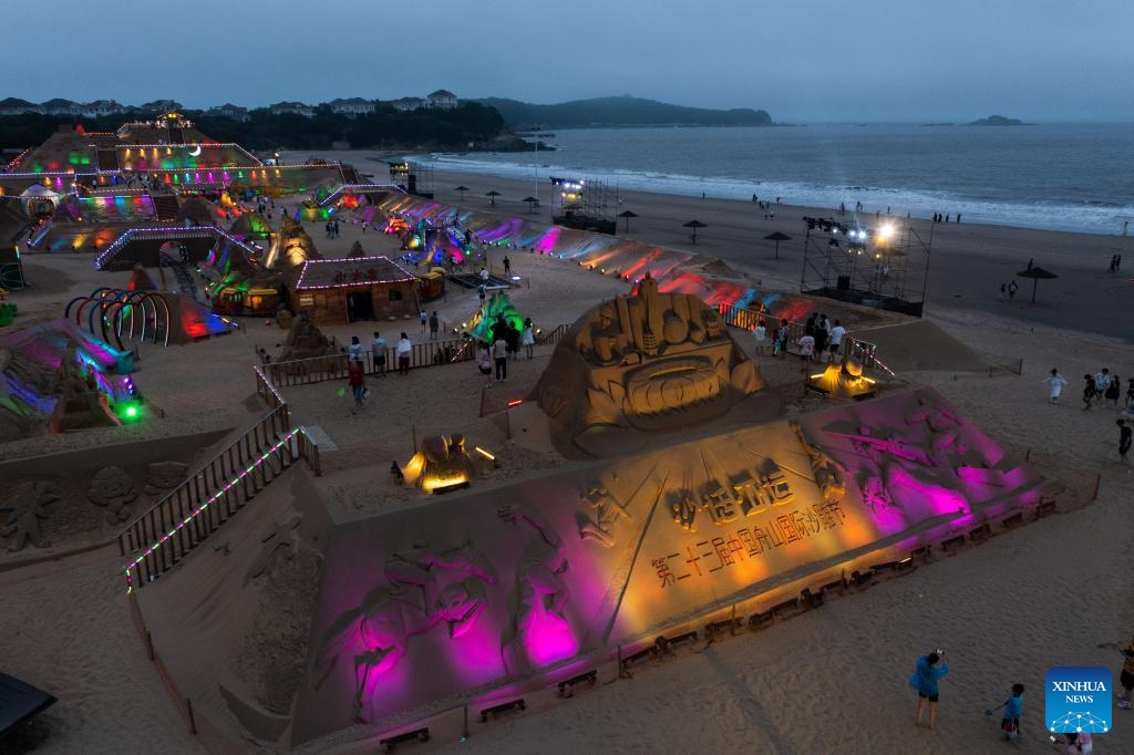 23rd Zhoushan Int'l Sand Sculpture Festival opens in China's Zhejiang