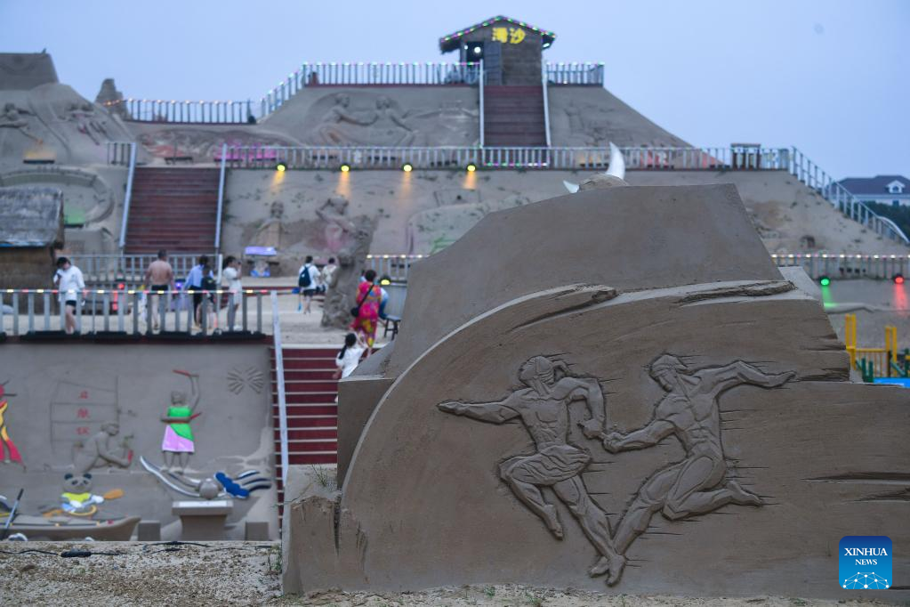 23rd Zhoushan Int'l Sand Sculpture Festival opens in China's Zhejiang