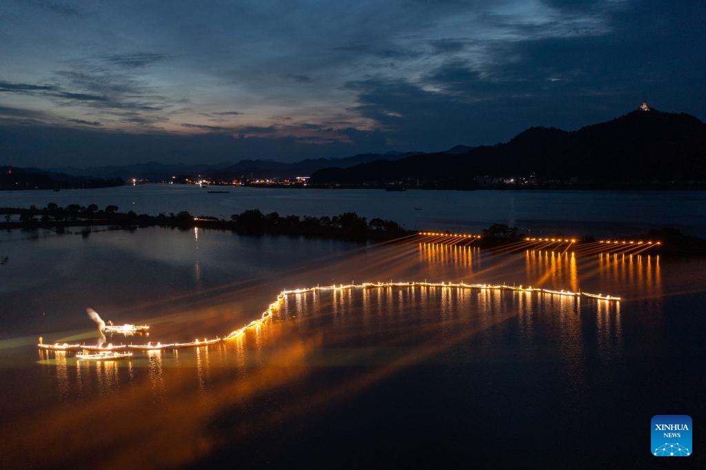 Night view during folk festival in Sandu Fishing Village, China's Zhejiang