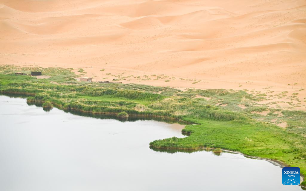 View of Badain Jaran Desert in N China's Inner Mongolia