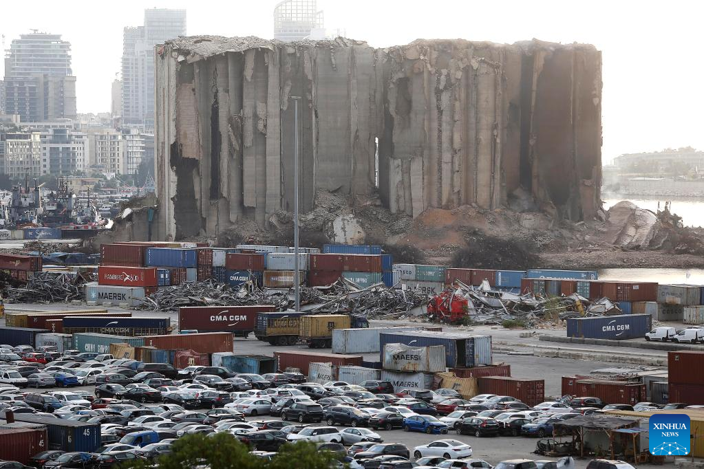 Part of Beirut port silos collapses after weeks of fire