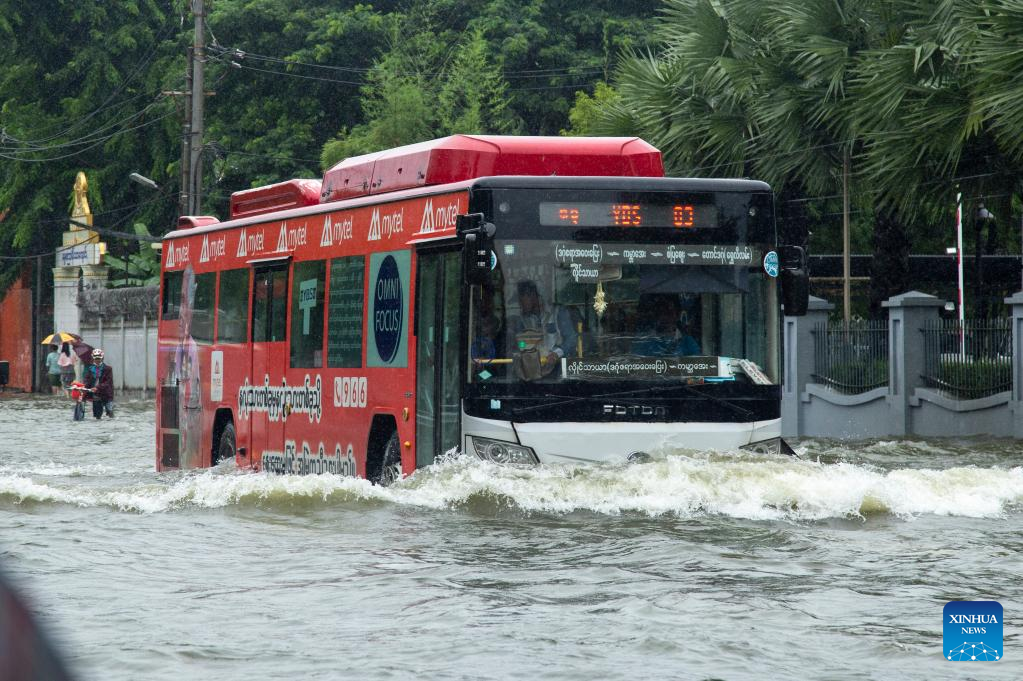 Streets flooded after heavy rains in Yangon, Myanmar