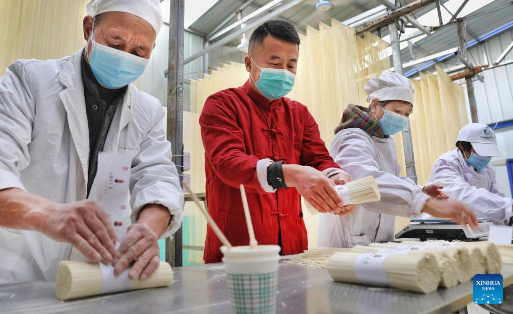 Pic story: inheritor of Luonan handmade hallow noodle making skills in NW China