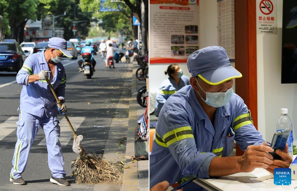 Shanghai sets up rest station for nearby outdoor workers in hot weather