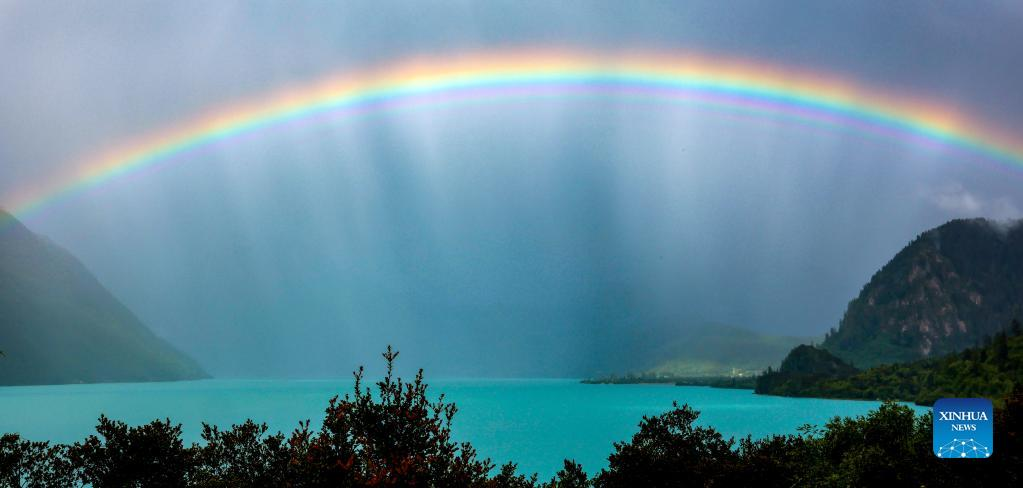 Rainbow appears in Nyingchi, China's Tibet