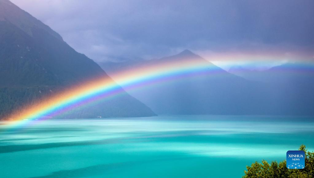 Rainbow appears in Nyingchi, China's Tibet