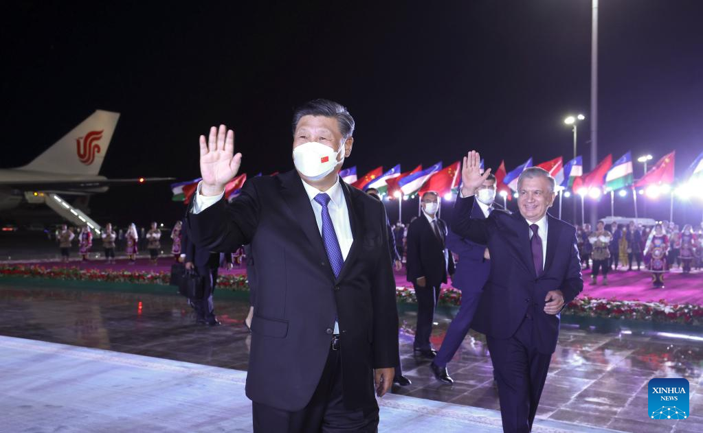 Xi arrives in Uzbekistan for state visit, SCO summit