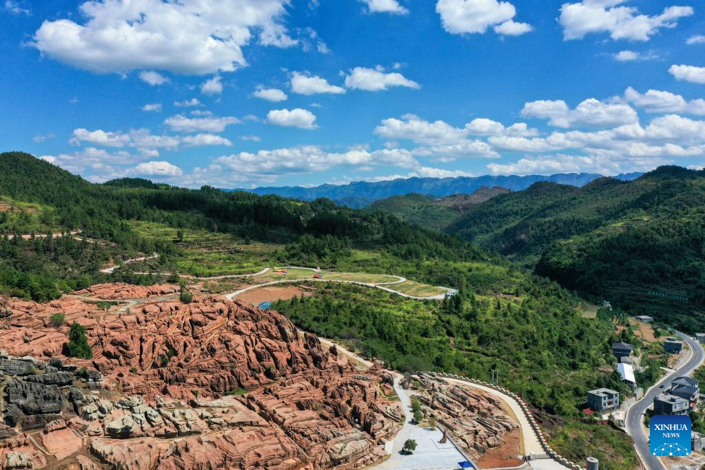 Scenery of Youyang red stone forest geopark in Chongqing