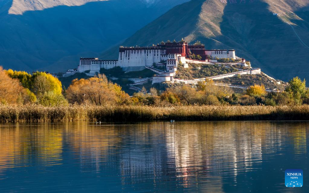 Scenery of Lhalu wetland in Lhasa, Tibet