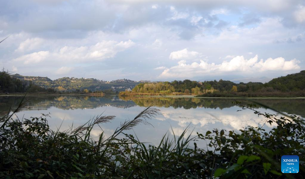 View of Nazzano Tevere-Farfa Natural Reserve in Lazio Region, Italy