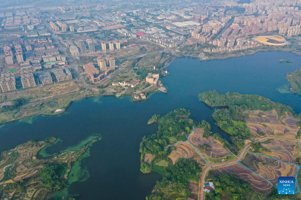 Scenery of Shuanggui Lake national wetland park in SW China's Chongqing